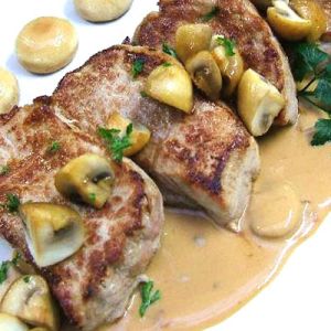 Varkenspoulet in champignonroomsaus à 100 g